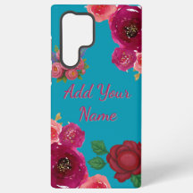 Teal Floral Custom Name