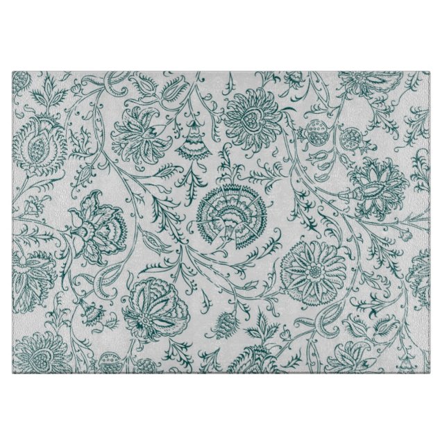 Teal Floral Cutting Board (Front)