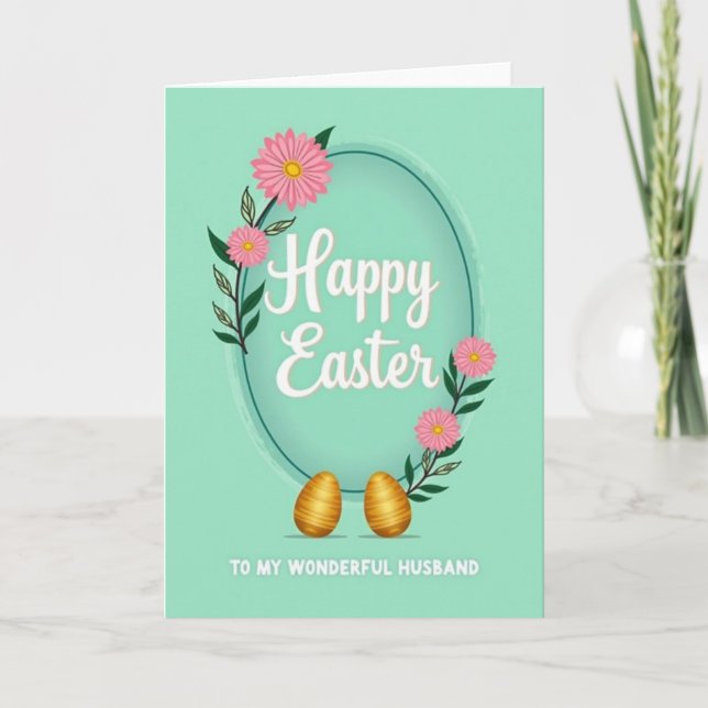 Teal Floral Easter Card (Front)