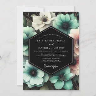 Teal Floral Enchantment Wedding Invitation