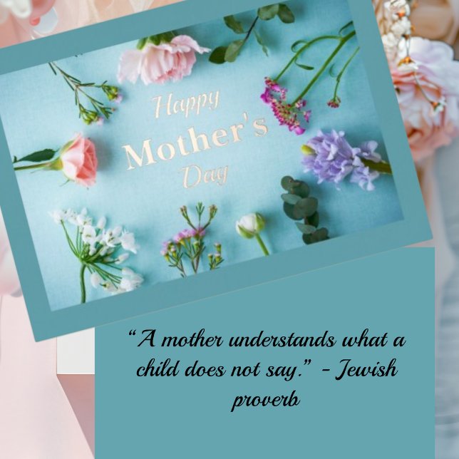 Teal Floral Foil Mother's Day Greeting Card (Creator Uploaded)