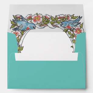 Teal Floral Foliage Vintage Wedding Invitation Envelope