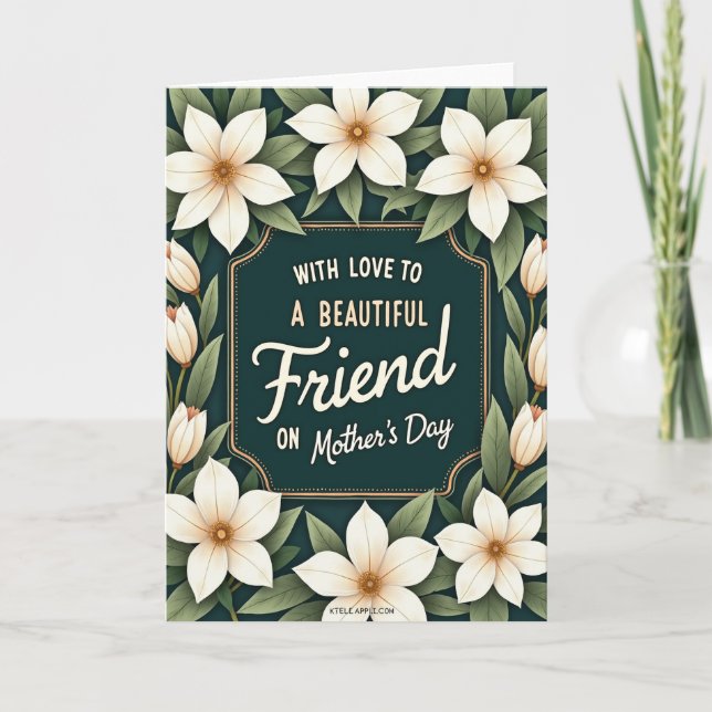 Teal Floral Friend Mothers Day Card (Front)