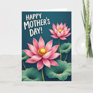 Teal Floral Happy Mothers Day Card