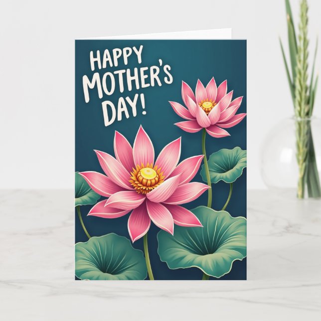Teal Floral Happy Mothers Day Card (Front)