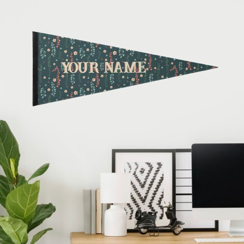 Teal Floral Inspirivity Pennant Pennant Flag