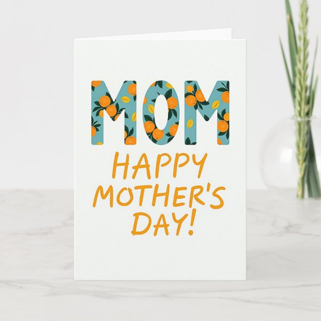 Teal Floral Mom Illustration Card (Front)