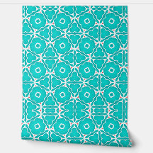 Teal Floral Moroccan Tile Pattern