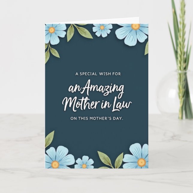 Teal Floral Mother In Law Card (Front)