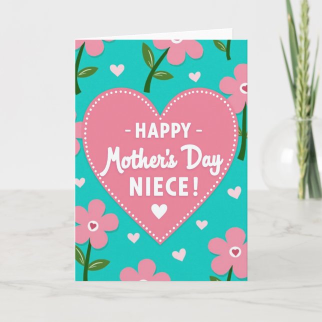 Teal Floral Mothers Card (Front)