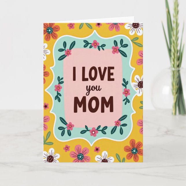 Teal Floral Mothers Love Card (Front)