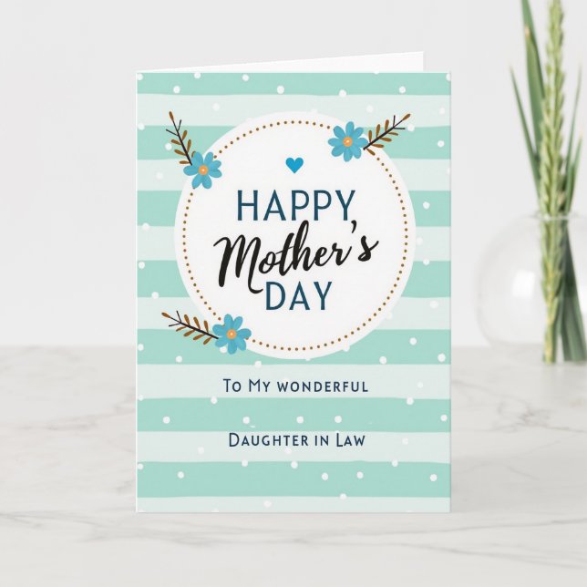 Teal Floral Mothers Message Card (Front)