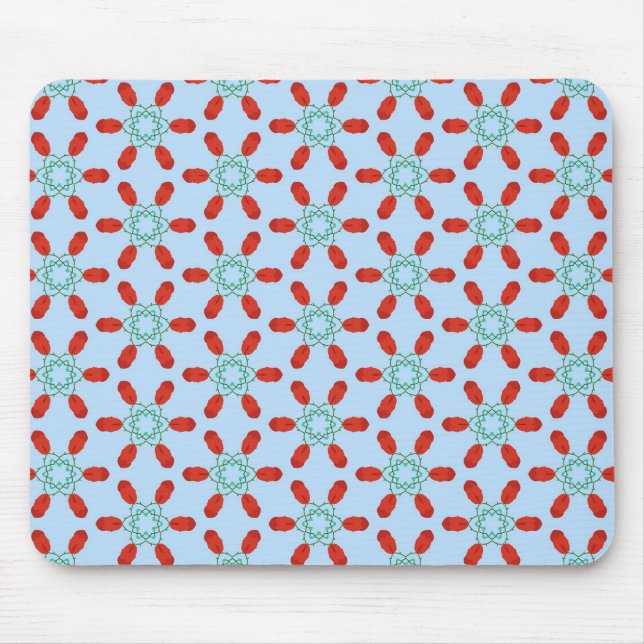  teal floral motifs geometrical pattern design  mouse pad (Front)