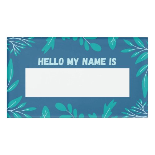 Teal Floral Name Tag