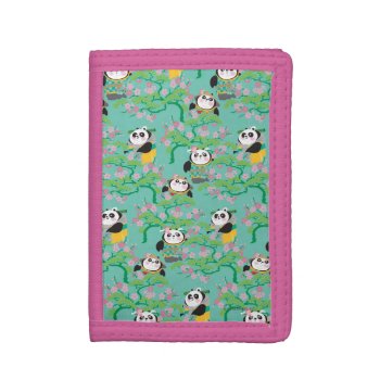 Teal Floral Panda Pattern Trifold Wallet by kungfupanda at Zazzle