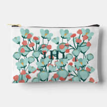Teal Floral Personalized Stationery Pouch