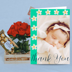 Teal Floral Photo Card   Midwife New Baby Gift