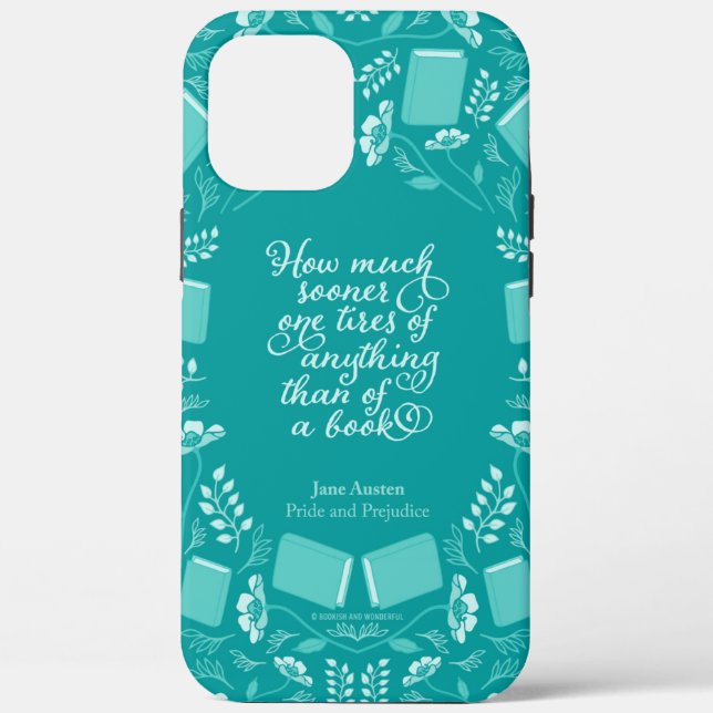 Teal Floral Pride & Prejudice Bookish Quote Case-Mate iPhone Case (Back)