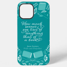 Teal Floral Pride & Prejudice Bookish Quote
