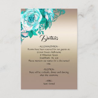 Teal Floral Romance Gold Wedding Details