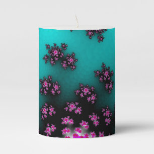Teal Floral Sprinkles 3 x 4 Pillar Candle