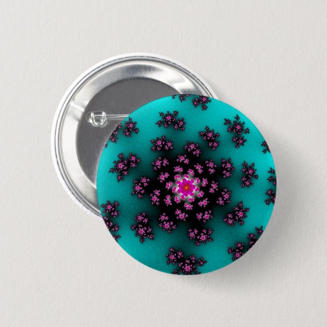 Teal Floral Sprinkles Button (Front & Back)
