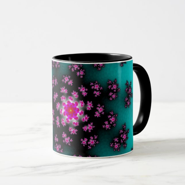 Teal Floral Sprinkles Mug (Front Right)