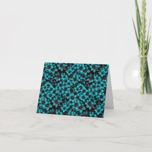 Teal Floral Thank You Card (Front)