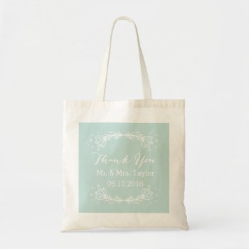 Teal Floral Thank You Wedding Tote by kool27 at Zazzle