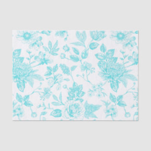 Teal Floral Toile Tissue Paper