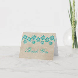 Teal Floral Vintage Thank You Card