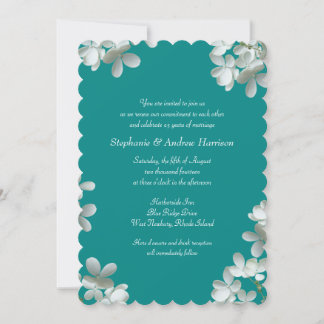 Teal Floral Vow Renewal Scripture Invitation