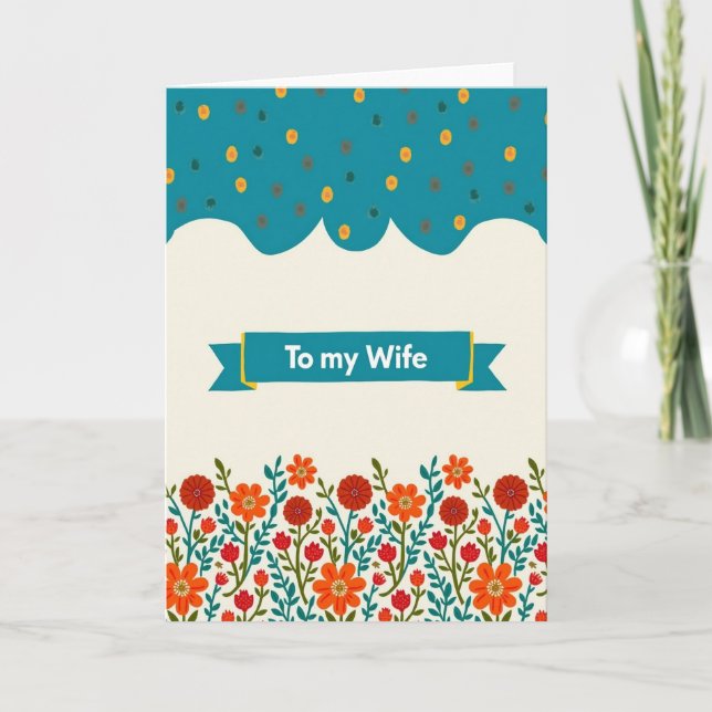 Teal Floral Wife Mothers Day Card (Front)