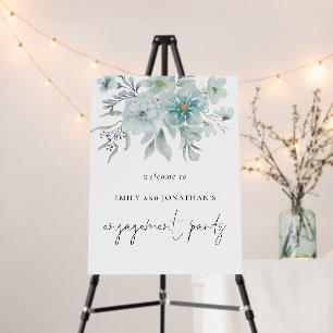 Teal Florals Welcome To Engagement Party Foam Board