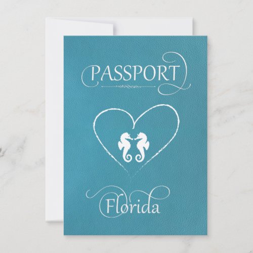 Teal Florida Passport Save the Date Card