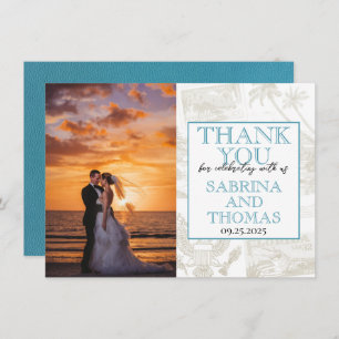 Teal Florida Wedding Photo Thank You