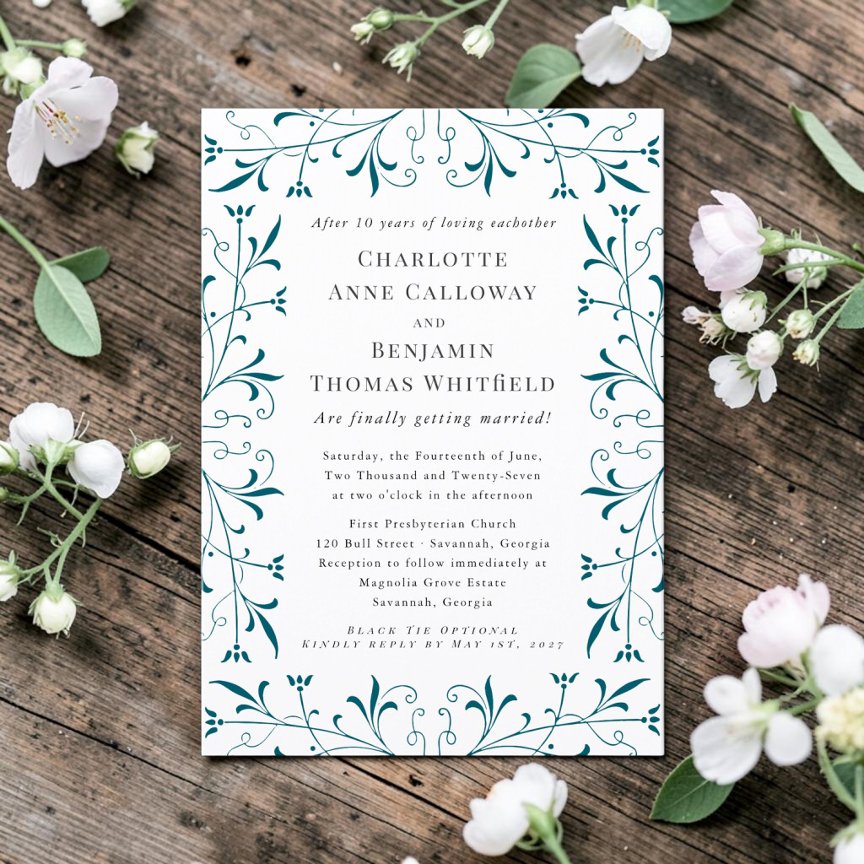 Teal Botanical Swirls Wedding Suite