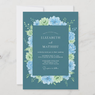 Teal Flourishing Spring Wedding Invitation