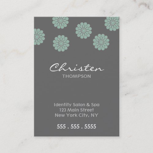 teal flower business cards