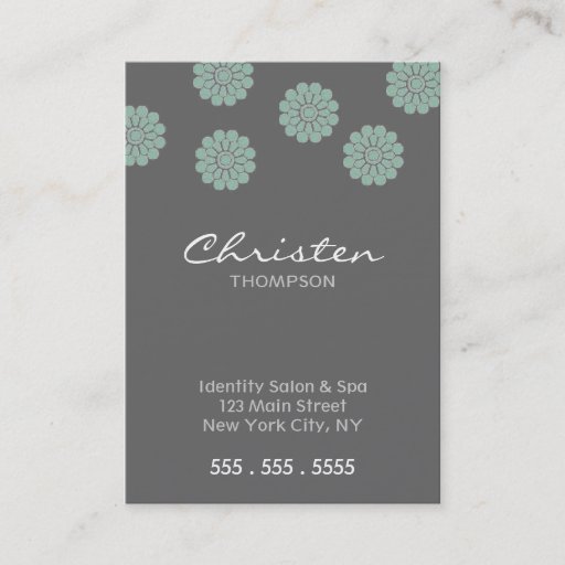 Customizable teal flower business cards