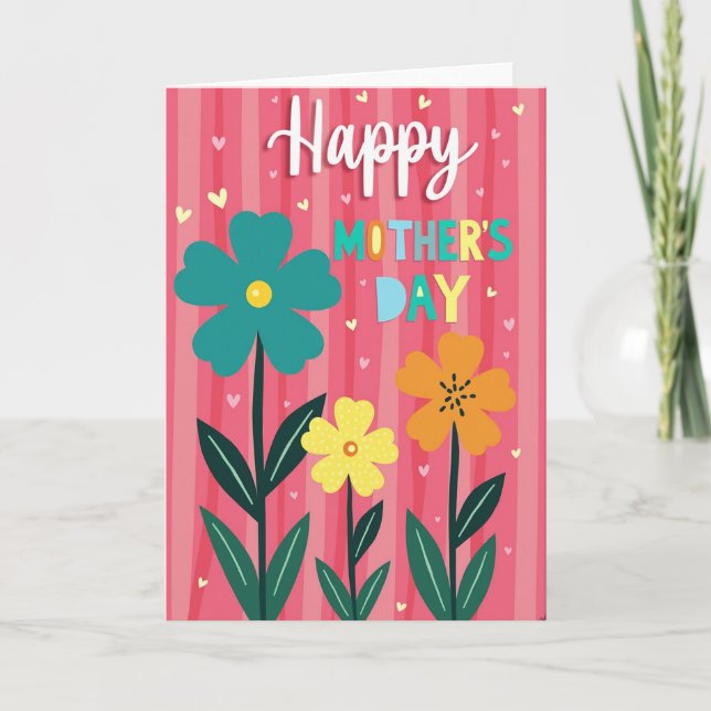 Teal Flower Mothers Day Card (Front)