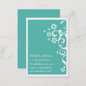 Teal Flower Personal QR Large Business Card (Front/Back)