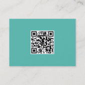 Teal Flower Personal QR Large Business Card (Back)