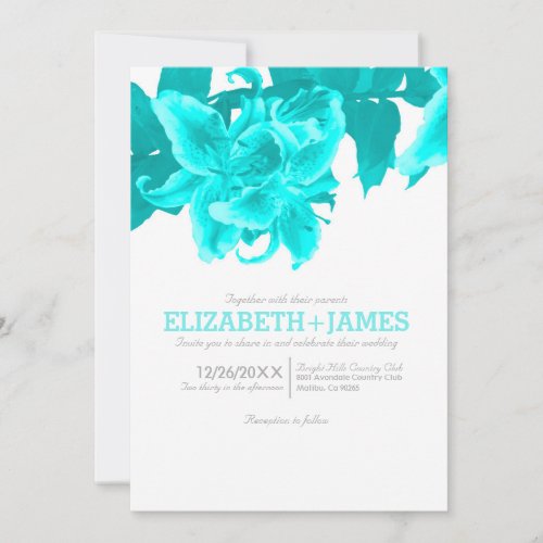 Teal Flower Wedding Invitations