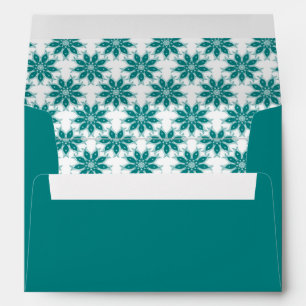 Teal flowers custom name white envelope