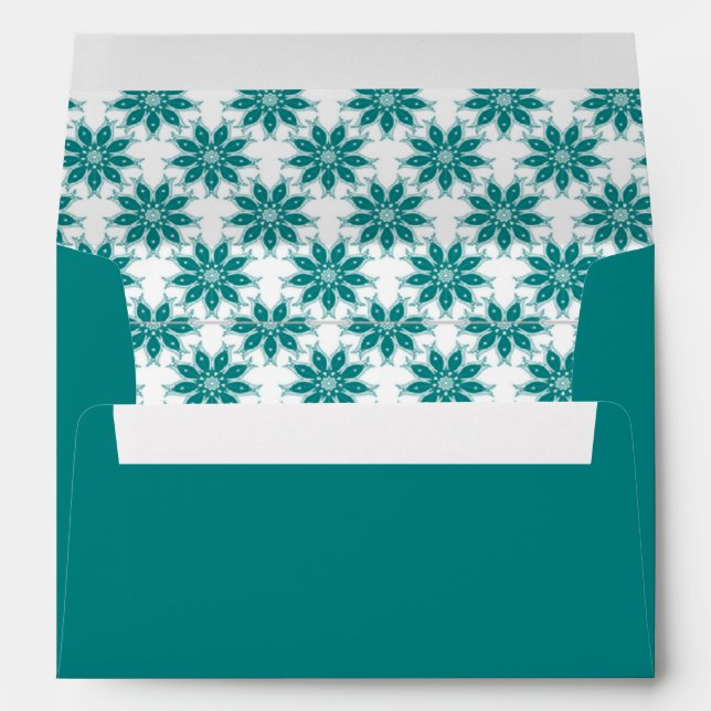 Teal flowers custom name white envelope (Back (Bottom))