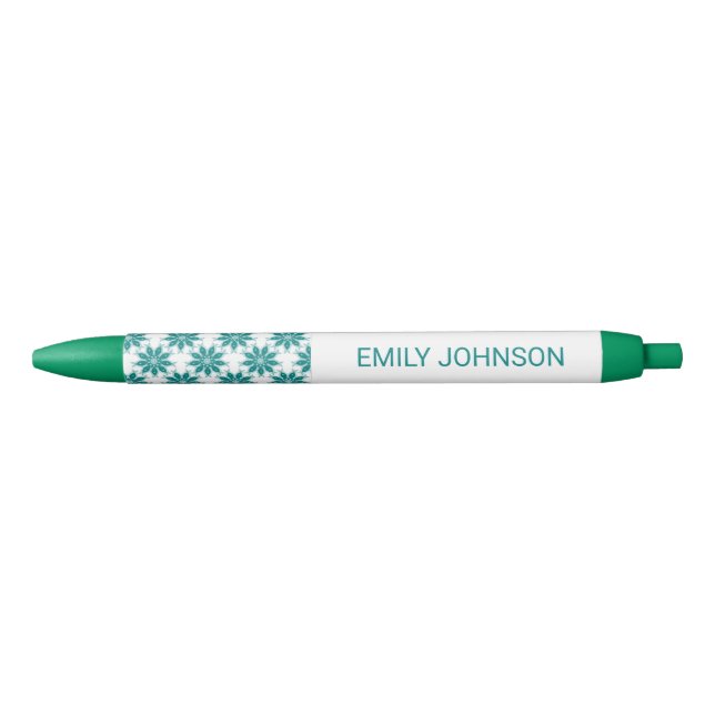 Teal flowers custom name white pen (Front)