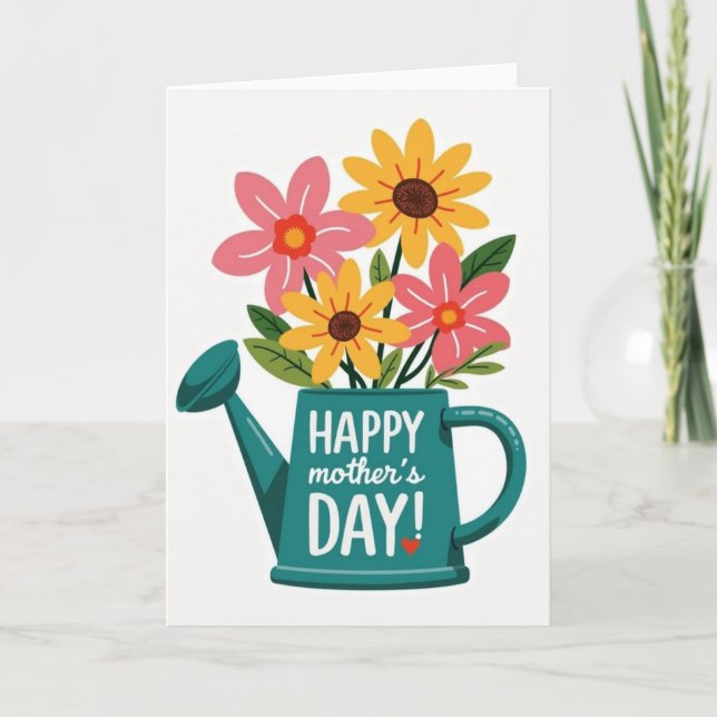 Teal Flowers Mothers Day Card (Front)