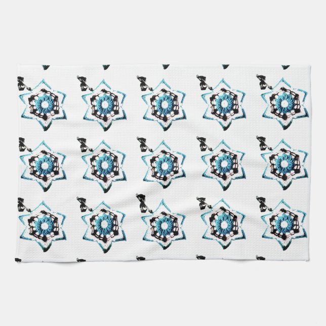 Teal Flowers Towel (Horizontal)