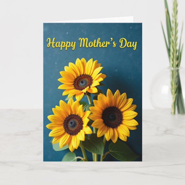 Teal Flowers Warm Wishes Card (Front)